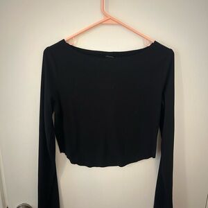 Black Long Sleeve Crop Top